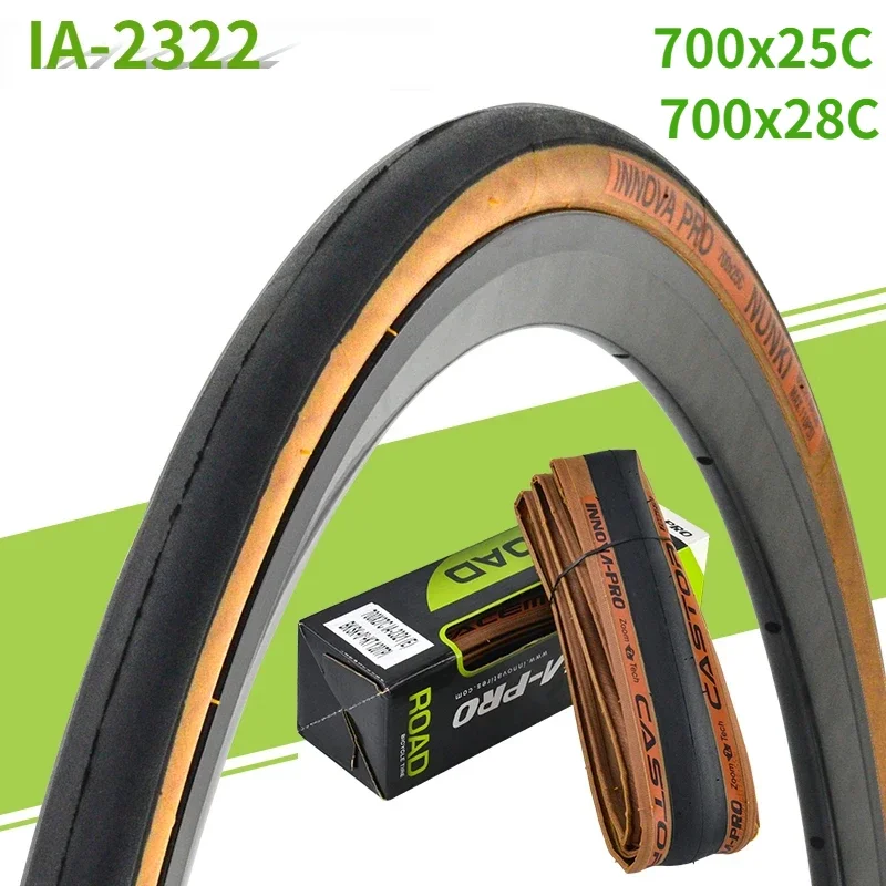 1pc 700C Road Bike Tire 700x25C/28C Retro Brown Edge Travel Cycling Bicycle Out Tire 120 TPI Lightweight Tire