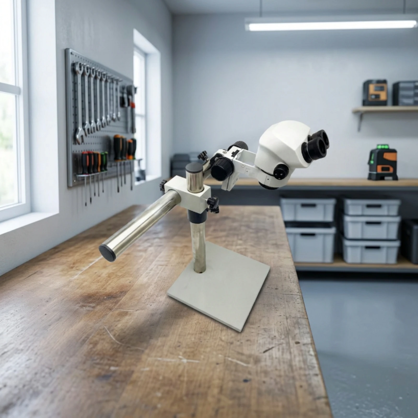 Bench Microscope with Stand Accurate Continuous-Zoom Microscope High-Power Bright for Technicians, Inspection, Jewelry Setting