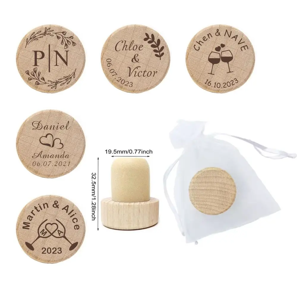 

100 шт. персонализированная деревянная пробка для вина, свадебное украшение, деревянная пробка для вина с гравировкой, натуральное дерево, пробки для шампанского, подарки для вечеринки