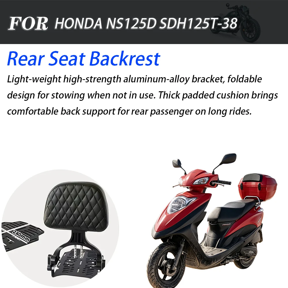Commuter Scooter Passenger Backrest Rear Seat Padded Back Support Modified Accessories For HONDA NS125D SDH125T‑38