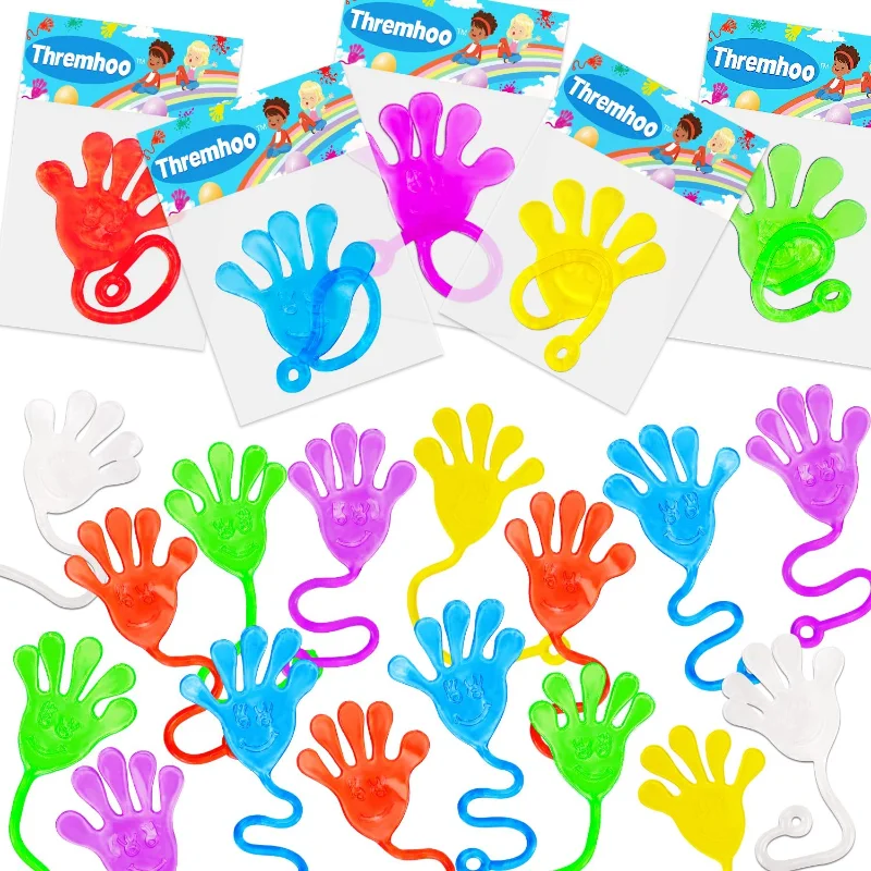 100 Pcs Sticky Hands Kids Stretchy Treasure Box Toy Classroom Prize Students Halloween Treat Mini Toys Bulk Prize Boy Girl Gift