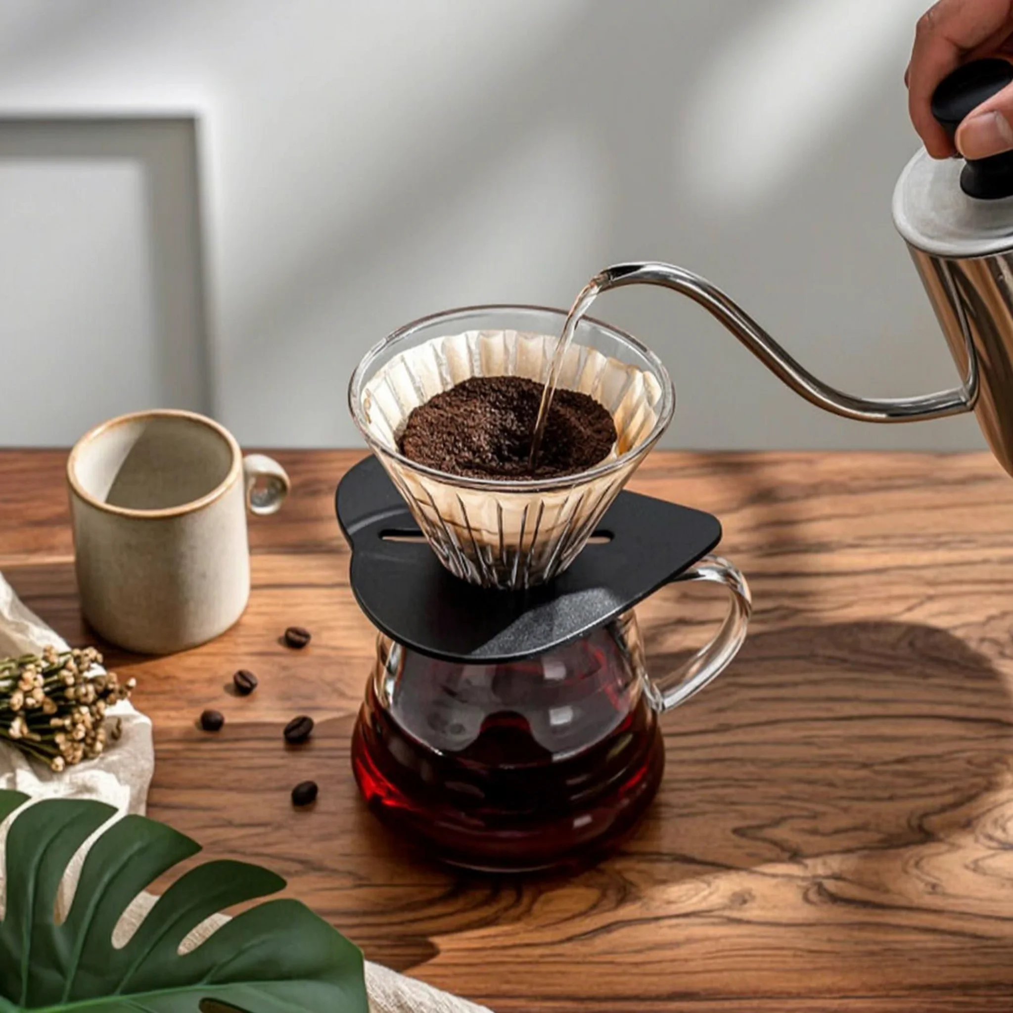 Travel Coffee Maker Kit Space-Saving Coffee Kit with Grinder Gooseneck Kettle Manual Long-Lasting for Travelers, Camping, Office