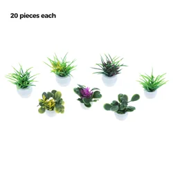 7pcs/set Mini Potted Plants 3-4cm Flower Pots Models Green Shrub Decor DIY Fairy Garden Dollhouse Orchid Colorful Resin Grass