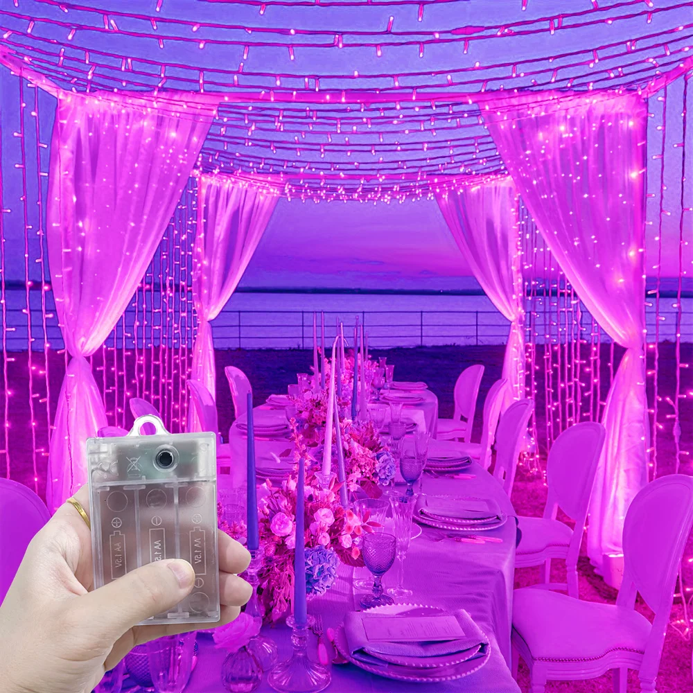 

Eid Mubarak Wedding Outdoor Decor 2026 Ramadan Decoration Valentine's Day LED Curtain String Light for Home Fairy Battery Power