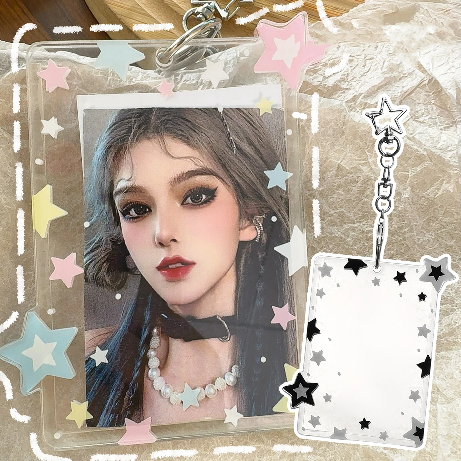 

Fashion Transparent Card Cover Holder with Keychain For Idol Photos Photocard Clear Protector Case Anti Scratch Display Sleeve