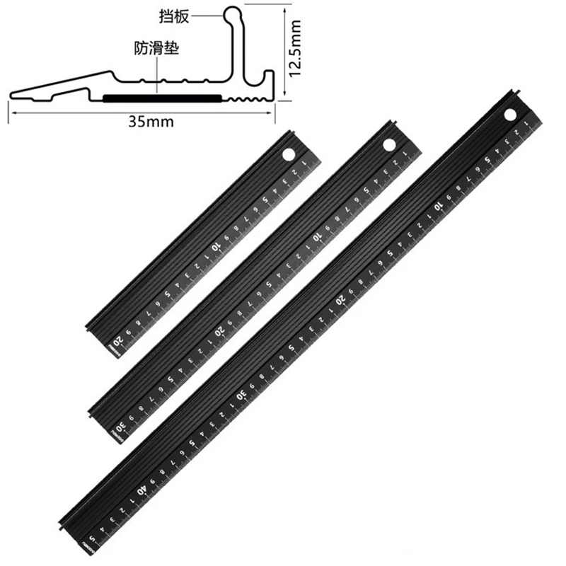 Non-Slip Aluminum Alloy Straight Ruler, Protective Multi-function Ruler for Drawing and Leather Cutting Auxiliary Tool