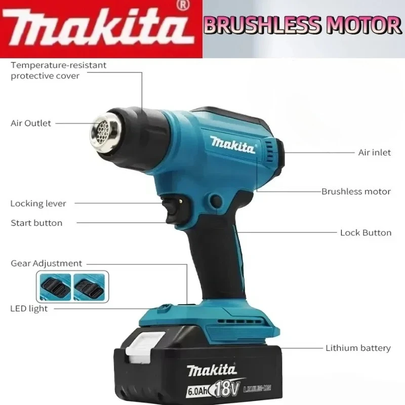 Ich habe mich um ° C Temperaturregelung Heißluftpistole Schnurlose Handheld Heißluftpistole mit LED-Anzeige Löten Thermobläse Neu 18V