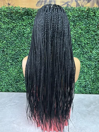 Glueless Full Lace Braided Wigs Handmade Cornrow Synthetic Hair Box Braid Wig African Braided Lace Front Wigs Natural Lady Wigs