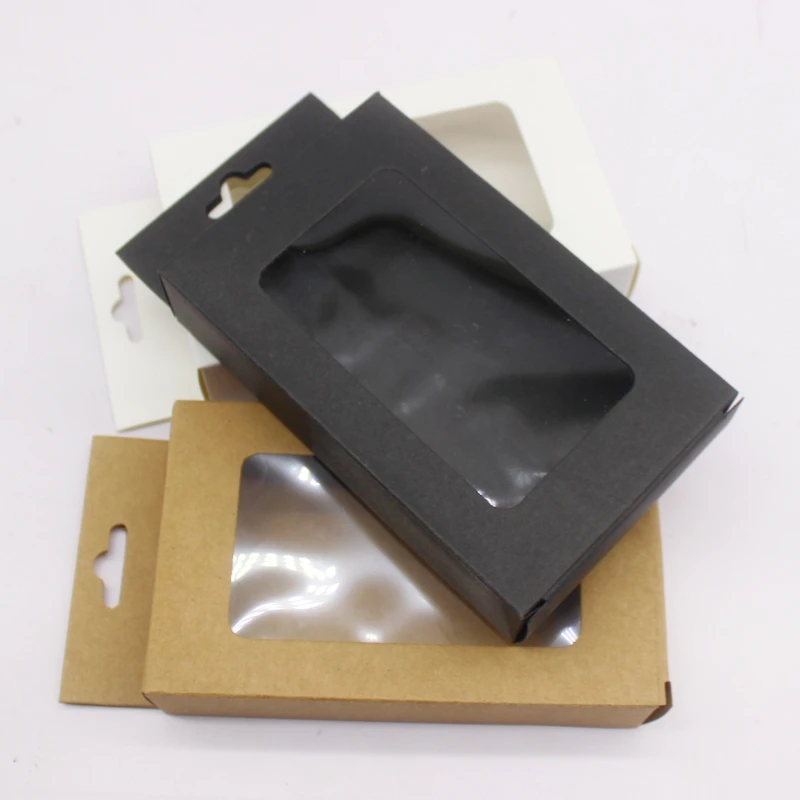 10 pcs 18x10x2/13x8x3cm black white kraft  window gift packaging box, jewelry packaging box