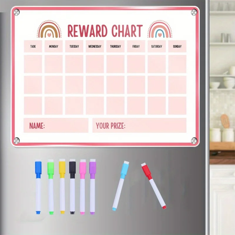 Magnetic Acrylic Reward Chart 12x16, Lightweight and Drop-Resistant Dry Erase Surface for Daily Task Organization