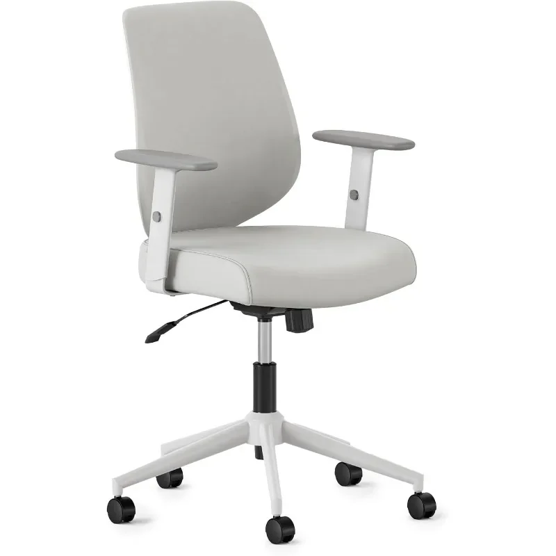 

Vegan Leather Office Chair with Swivel, Lumbar Rest, and Adjustable Armrests - Comfortable Seating for Improved Posture