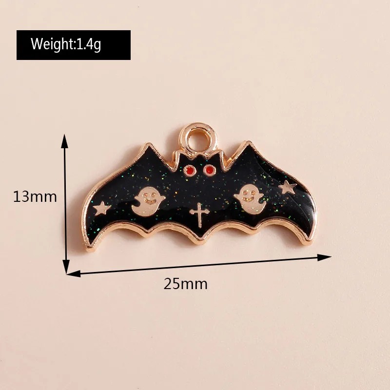 20 Stück süße Emaille Halloween Geist Kürbis Fledermaus Charms für Schmuckherstellung Ohrringe Anhänger Halsketten Armband DIY Bastelbedarf – Detail 9