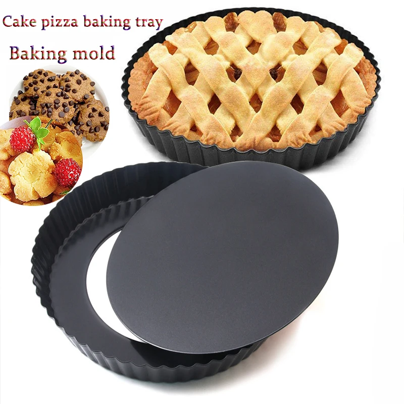 Molde redondo antiadherente para hornear con base desmontable para una fácil desmolde, material de acero al carbono apto para alimentos, molde para pastel/pizza.