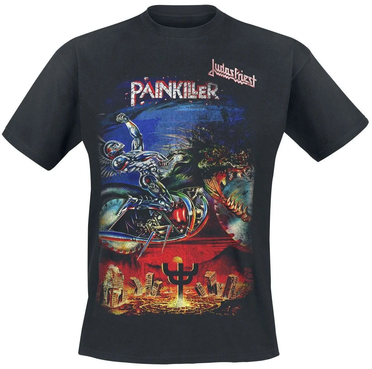 Judas Priest Painkiller Print T-Shirt, 100 % Baumwolle, lässiges, neutrales T-Shirt, Heavy Metal Streetwear