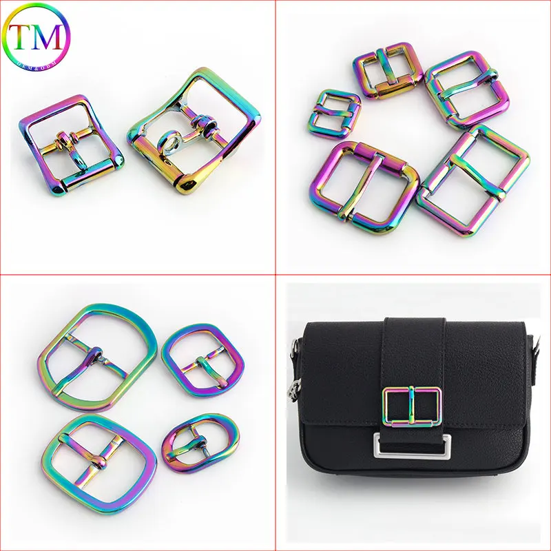 

16mm 20mm 25mm 38mm Rainbow Metal Belt Buckles Adjustable Slide Strap Clasp Roller Single Pin Buckle For Bags Accessories