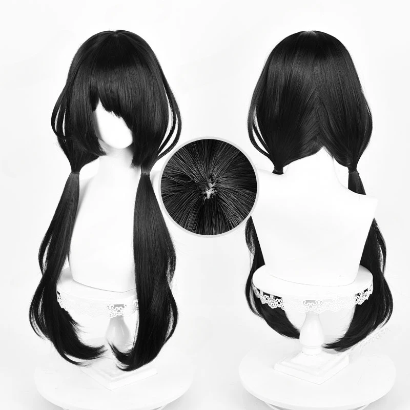 女性用合成コスプレウィッグ,長い黒髪,耐熱性,トーキサキ,クルミ,80cm