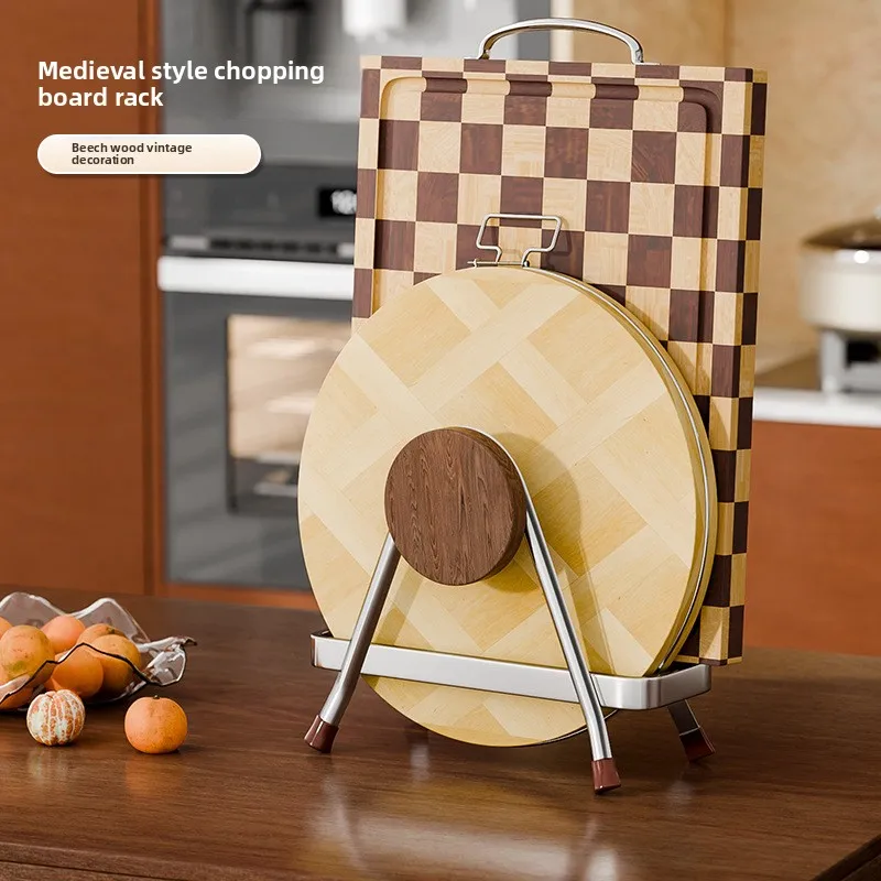Stainless Steel Countertop Cutting Board Rack - No-Installation Kitchen Organizer for Chopping Board Storage and Drying