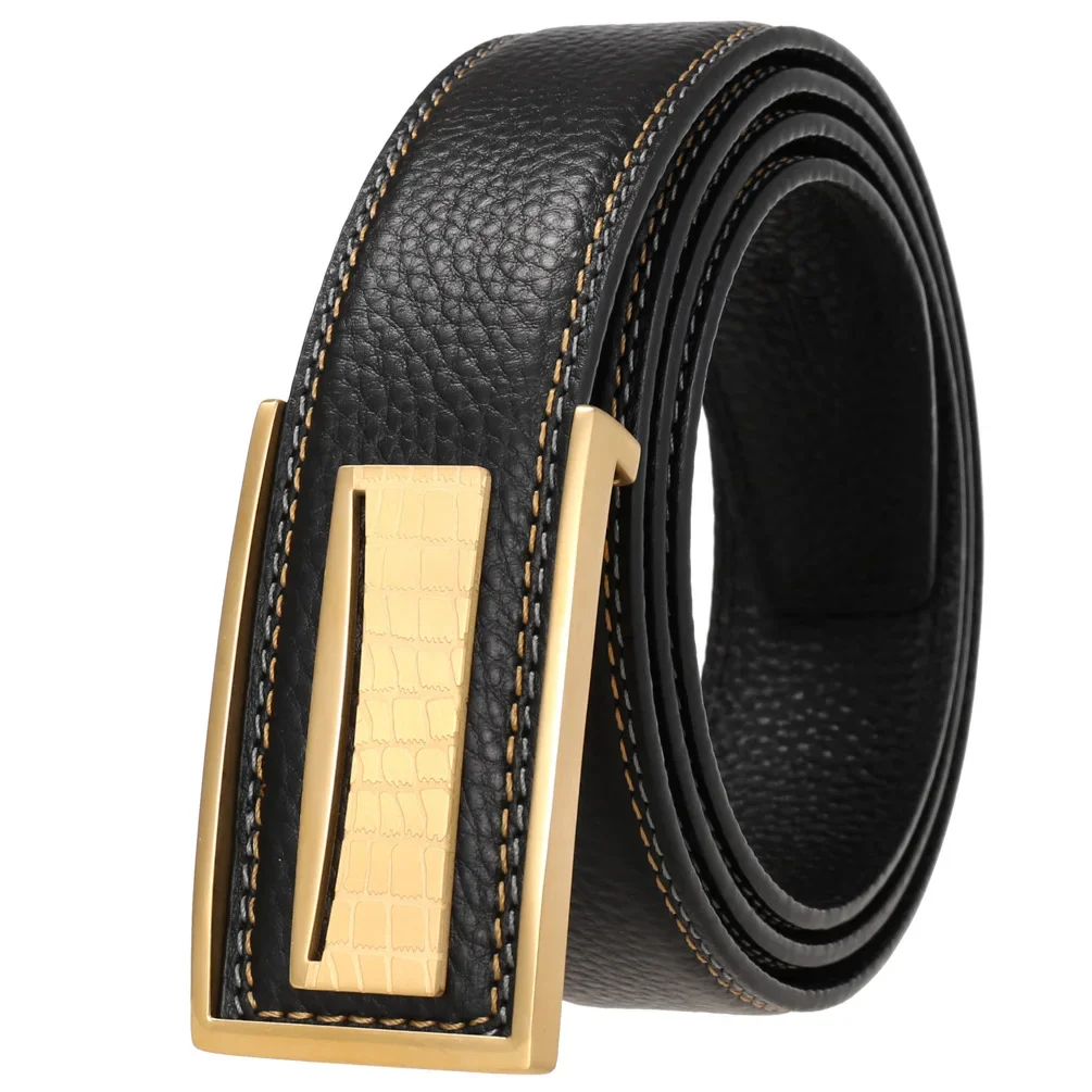 

High-Grade Crocodil Men's Leather Embossing Automatic Checkoff Full-Grain Leather Business Waistband Belt Luxury Designer