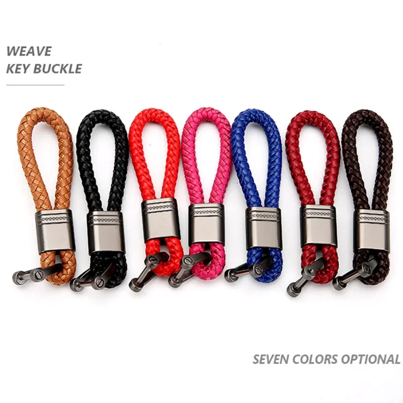 1 Pc Leather Hand-woven Car Keychain Common for Boys and Girls Multicolor Selection Detachable Key Replacement Accessories