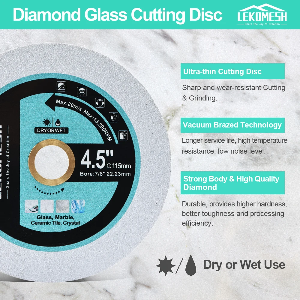 Imagem -06 - Lekomesh Diamond Saw Blade Turbo Lâminas de Corte para Vidro Jade Crystal Wine Disco de Corte Inferior 75 mm Polegadas