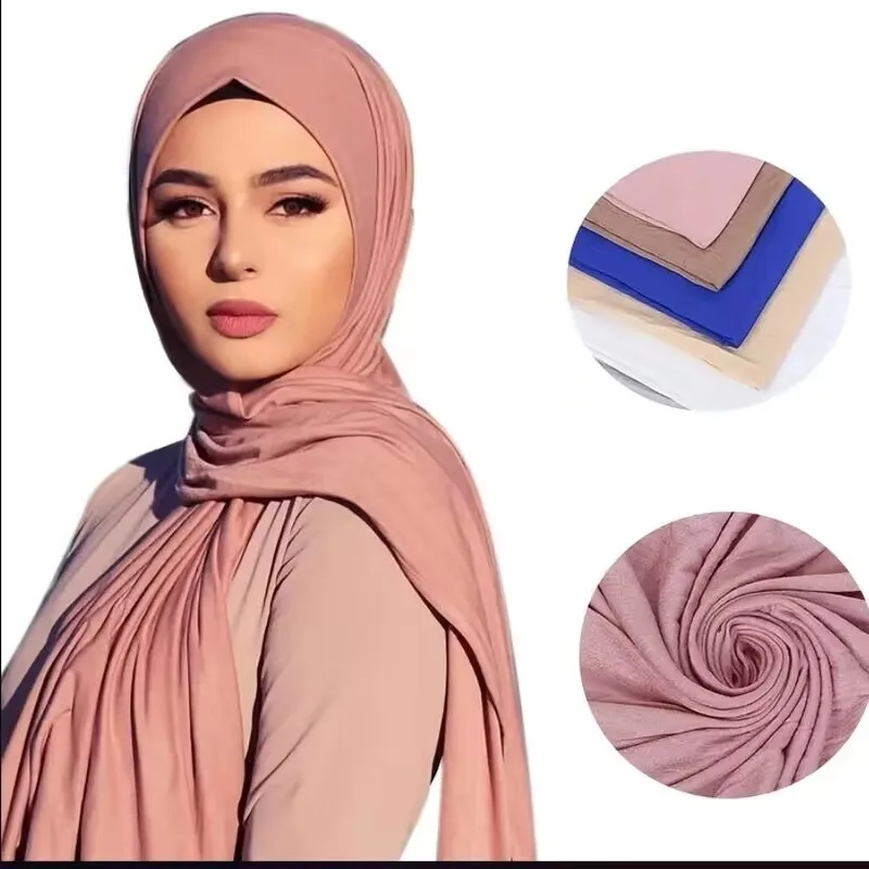 Fashion Modal Cotton Jersey Hijab Scarf Long Muslim Shawl Plain Soft Turban Tie Head Wraps For Women Africa Headband 170x80cm