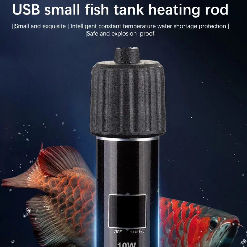 USB Mini Aquarium Heating Rod For Small Fish Tank 26°C Constant Temperature Aquarium Heater Submersible Thermostat Heater 10W