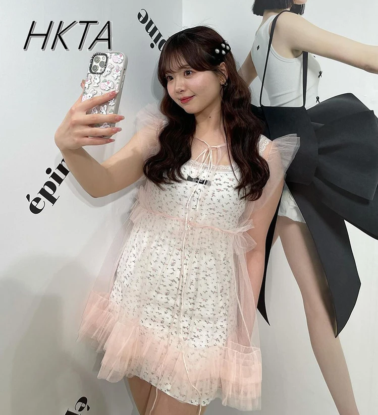 

Japanese Style Transparent Flounce Trim Lace Up Sleeveless Mesh Outer Shirt Blouse Girls Women Spring Summer Thin Blouses Top