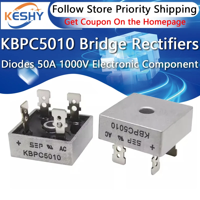 2PCS KBPC5010 Diode Bridge Rectifiers Diodes 50A 1000V KBPC 5010 Power Rectifier Diode Electronic Components