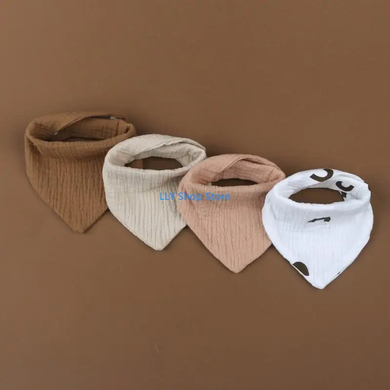 

T8UD 4Pcs/set Multi-function Baby Bibs Breathable Saliva Towel Cotton Water-absorption Nursing Bib for Teething Drooling