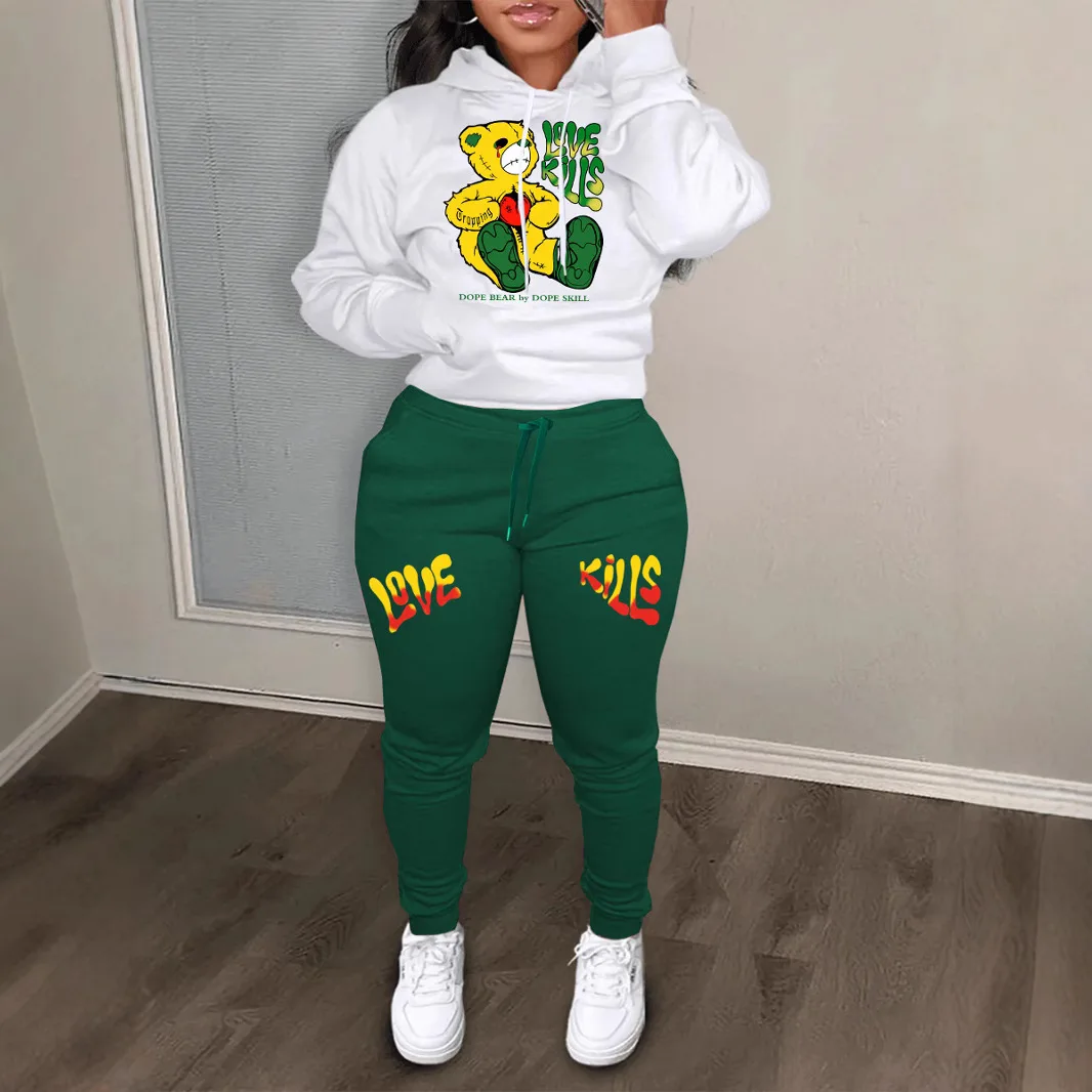 

Осенне-зимний женский спортивный костюм большого размера, классический комплект из двух предметов, женская повседневная толстовка и брючные костюмы, спортивный комплект для фитнеса и бега