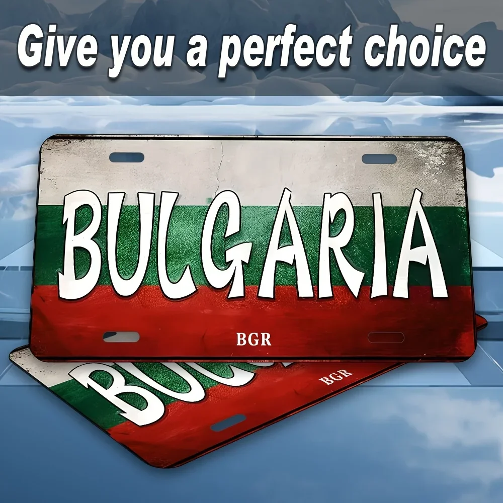Bulgaria BGR National Flag Vintage License Plate Style Aluminum Metal Sign Retro European Country Travel Souvenir Wall Art De