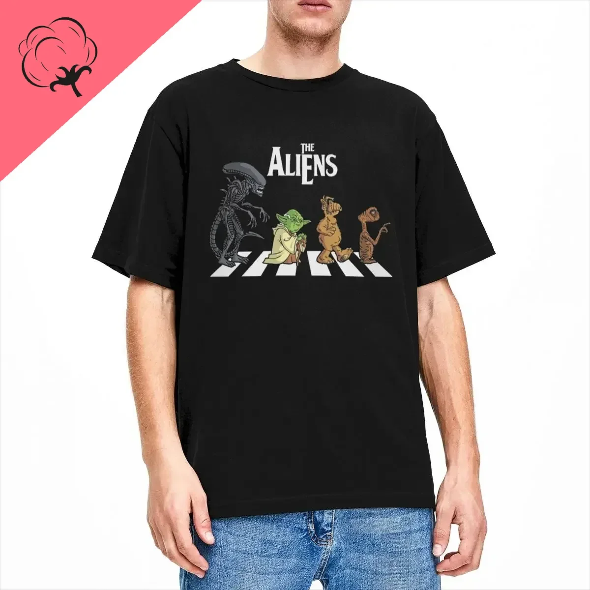 The Aliens Alf E  Shirt Classic Film Alien Abby Road  Vintage 100%cotton Short Sleeve O-Neck    Large Size