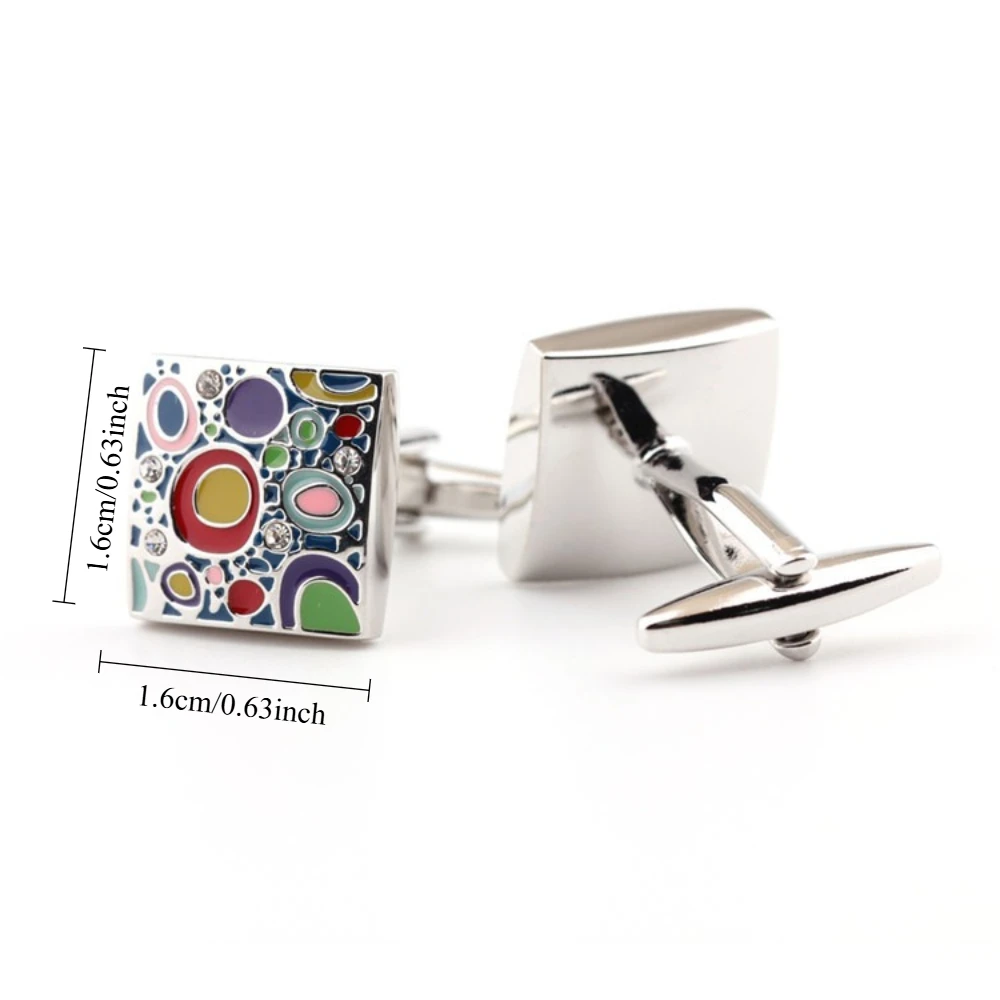 Polka Dot Art Colored Polka Dot Cufflinks Gentleman Art Style Colored Drip Glue Cufflinks Formal Attire Banquet Decoration
