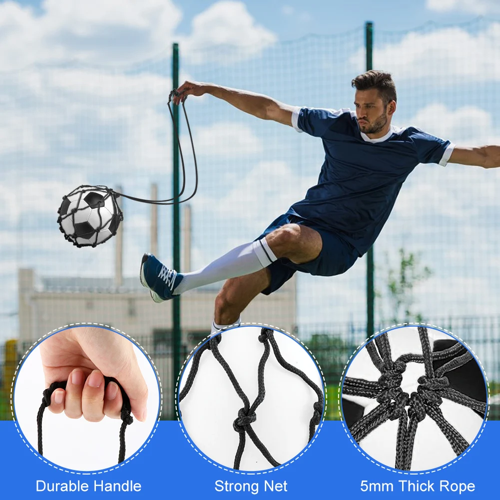 6pcs Portable Nylon Gift Solo Training Aid Practice Black Blue For Youth Adults Football Kick Trainer Set Extra Long Juggling