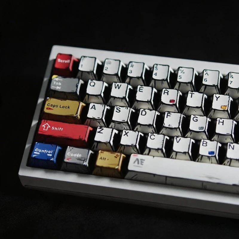 Manga Mixed Light Theme Keycaps Set Customized PBT Sublimation Cherry Profile Keyboard Cap for Mechanical Keyboard Accessories
