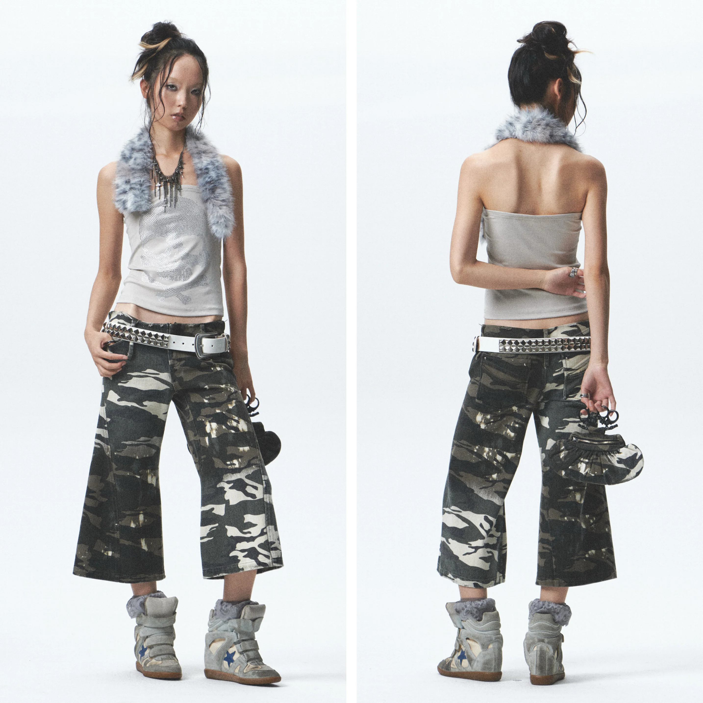 

Low Waist Bell Bot Casual Pants Seven Tenths Heavy Du Waed Distred Casual Pants Loose Fit Wide Leg Pants