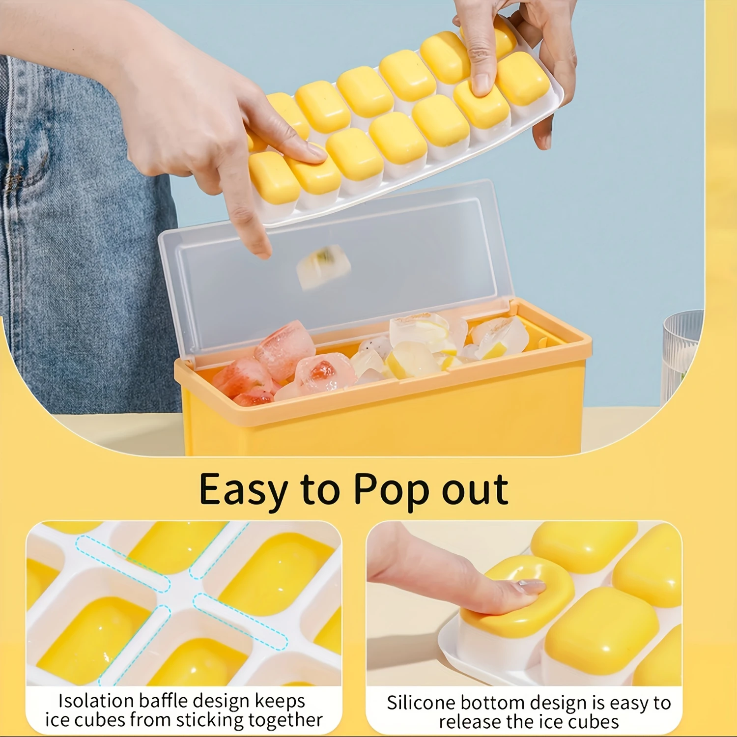 描いて引っ張る多層製氷皿型、冷蔵庫用シリコン製氷皿、カクテルアイスキューブ型、簡単変形型、Ref