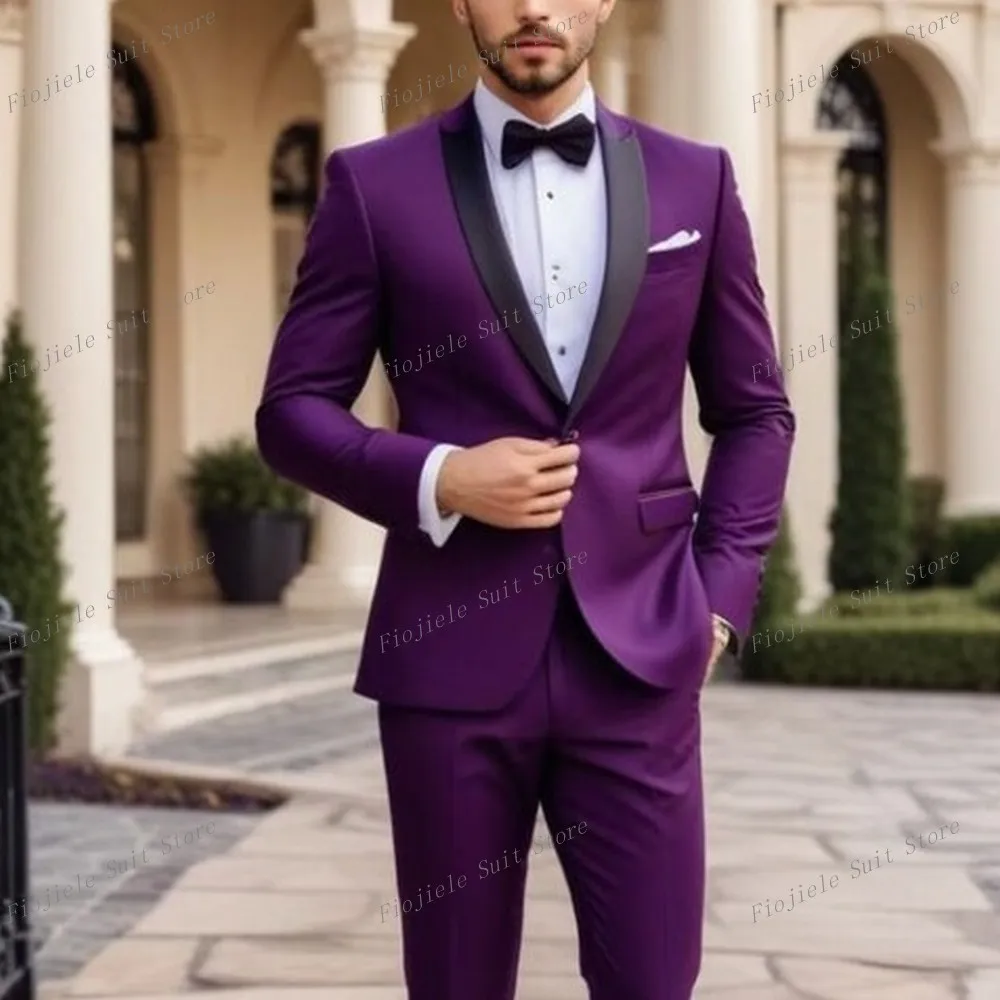 New Black Lapel Pink Business Men Suit Wedding Party Prom Groom Groomsman Formal Occasions Male Tuxedos 2 Piece Set Blazer Pants