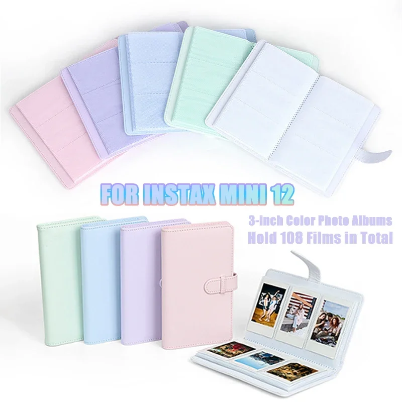 108 Taschen Fotoalbum Filmkamera 3 Zoll Fotopapier PU-Leder Aufbewahrungshülle Sammelbuch für Fujifilm Instax Mini 12