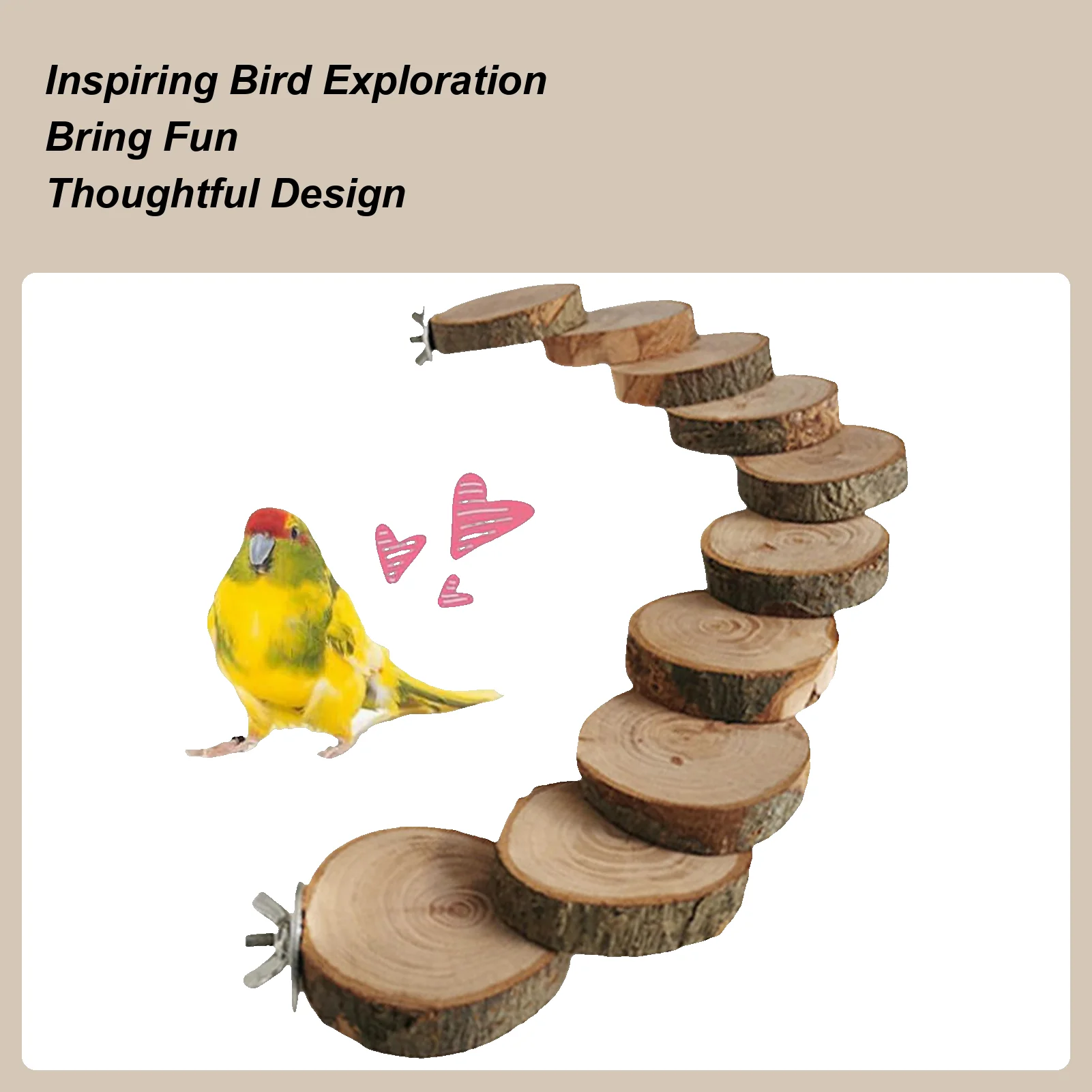 Bird Ladder Parrot Stairs Scenery Toys Solid Wood Platforms Bird Perches Cage Accessories For Parakeets Cockatiels Finches