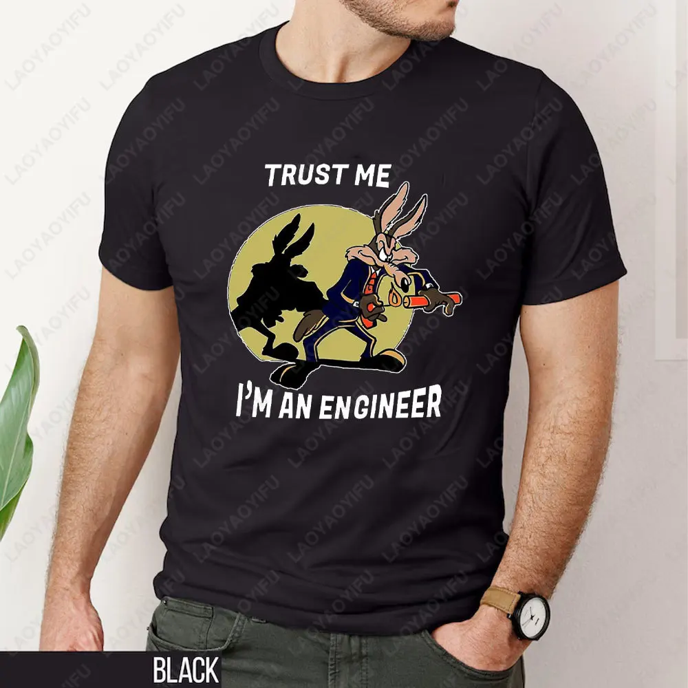 ثق بي أنا مهندس عربة ذئب القطن تي شيرت البلوز البيسبول البلوز الرجال النساء للجنسين فضفاض صديقها هدية قميص #1