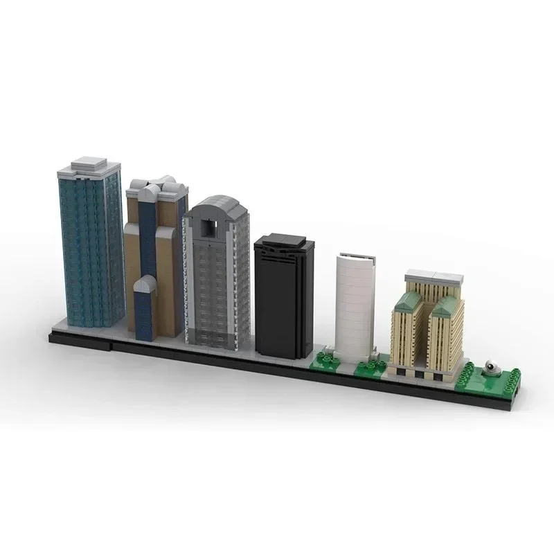 Famous City Skyline Bruges Dallas Houston Pittsburgh Kansas Architecture Building Block Brick Model DIY Figur Toy Adult Kid Gift