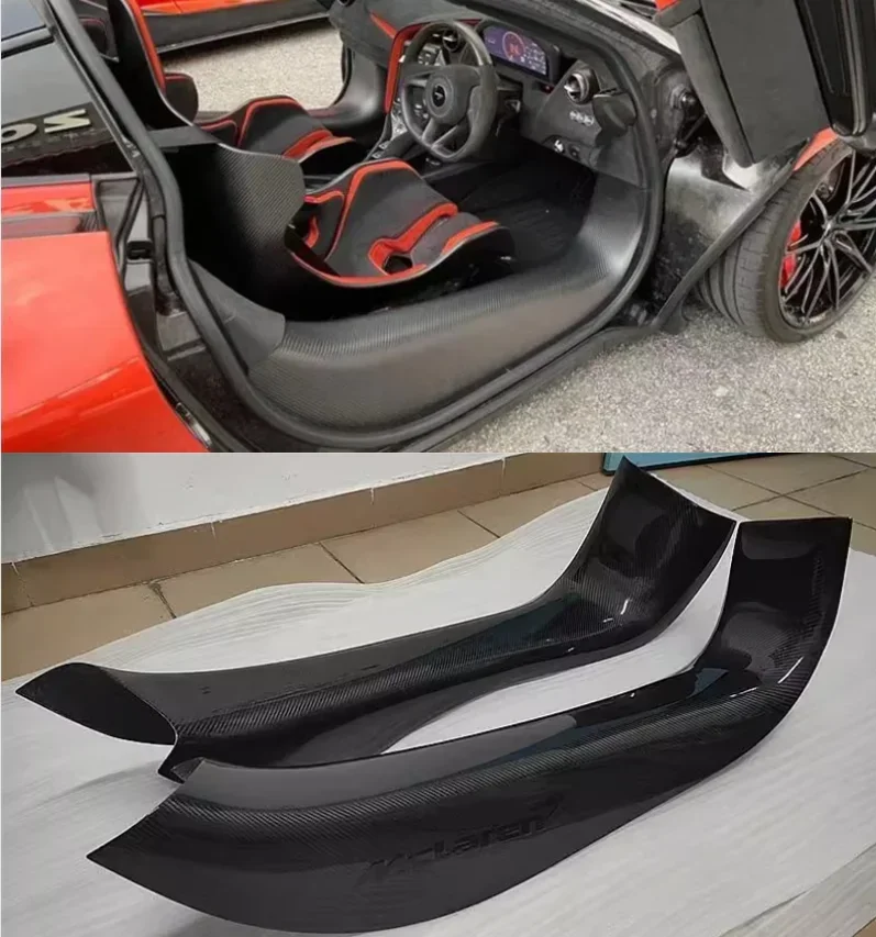 Real Carbon Fiber Side Pedals Plate Guards Pedal Door Sill For McLaren 540C 570S 570GT