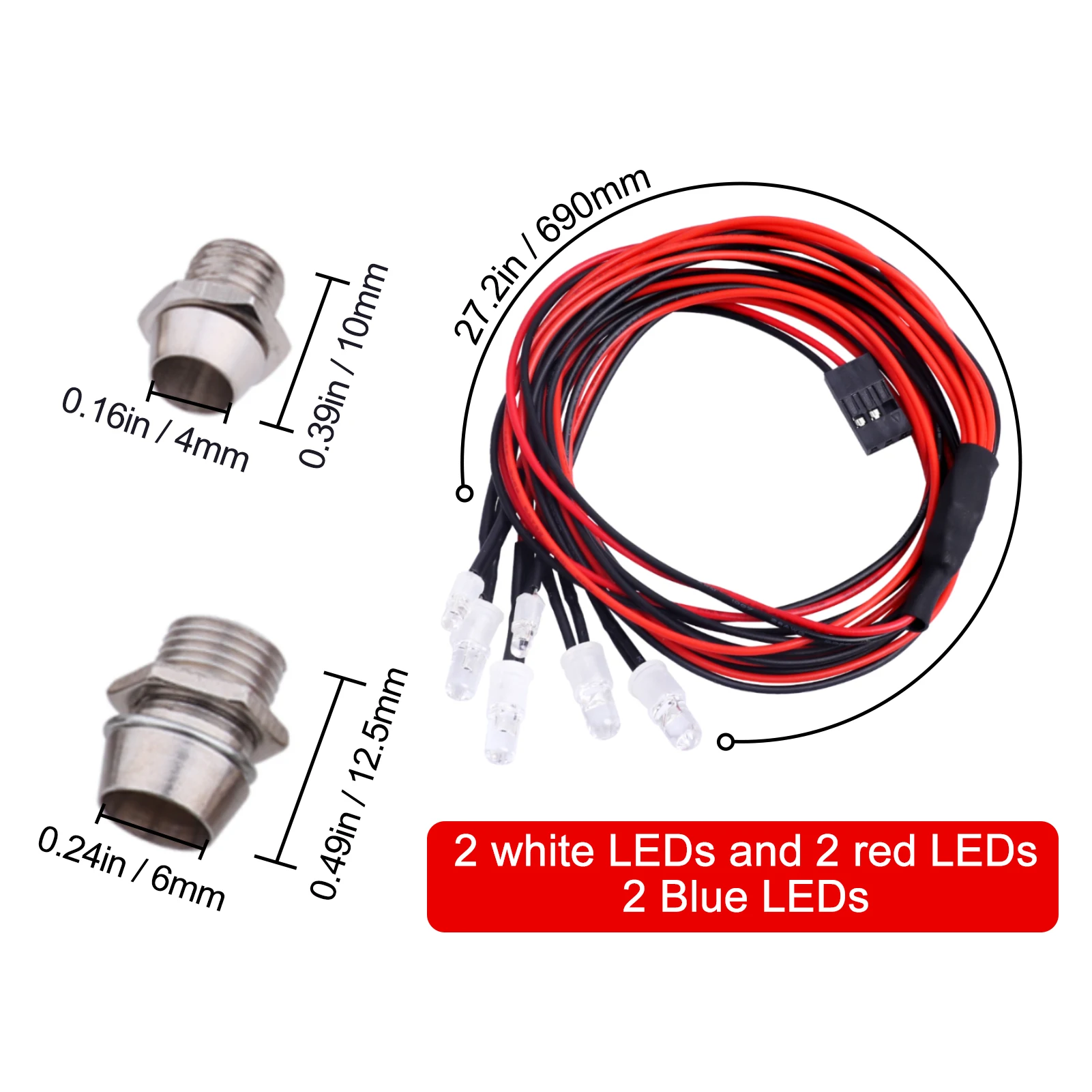 Hobbypark Upgrade 6 LED Headlights Taillight Light Kit for Traxxas Slash Rustler Axial SCX10 Redcat RC4WD HPI Tamiya Crawler