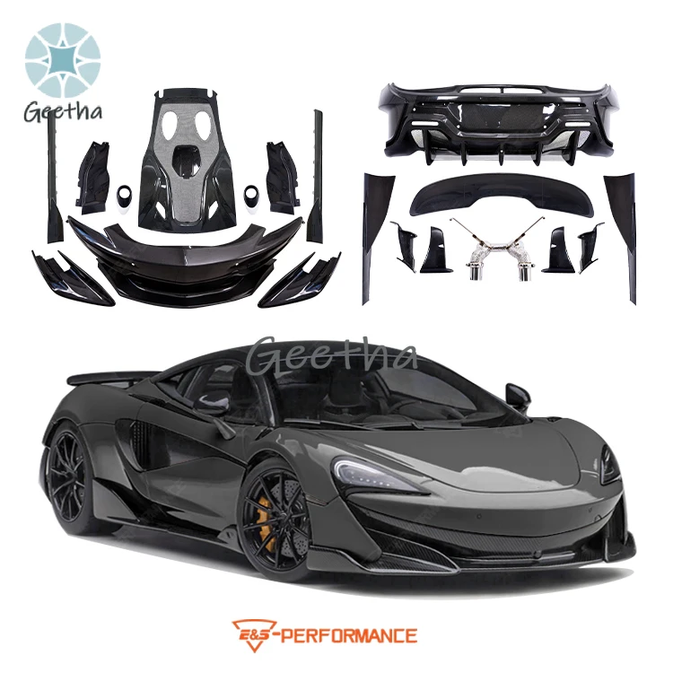 600LT Style Body Kit for McLaren 570S 540C Car Part With Front Bumper Side Skirts Rear Bumper Spoiler Exhaust Bodykit