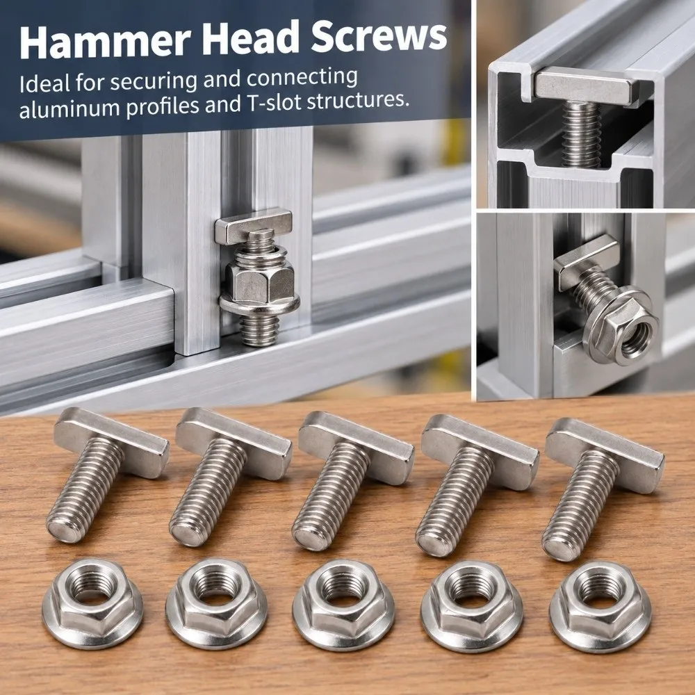 20set Stainless Steel Hammer Head Screws Rust Resistant High Tensile Strength T Bolts M8 Hammer Head Screws Solar Installation