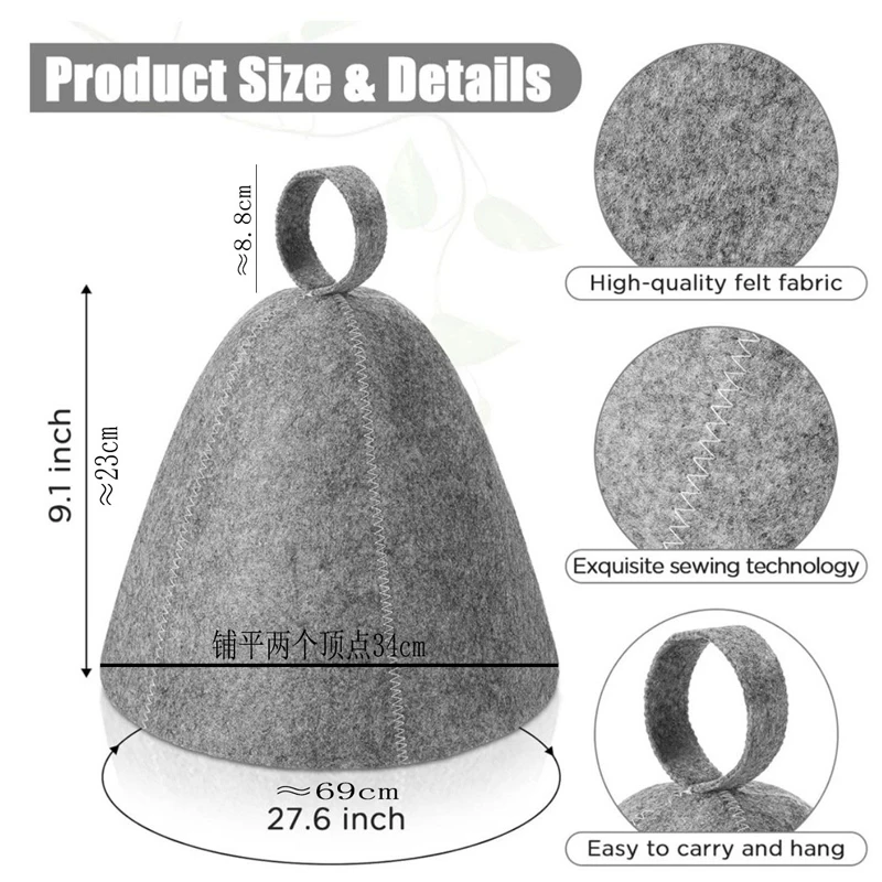 1/2/4pcs Gray Thickened Absorbent Dry Hair Cap Felt Sauna Hat Men Women Hot Spring Bath Head Protection Hat Shower Caps