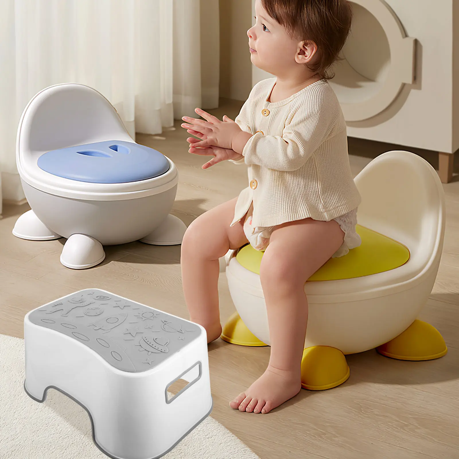 

Toilet Foot Stool For Adults Non-Slip Bathroom Step Stool Squatting Footstool Space Saving Pp Material Strong Load Bearing