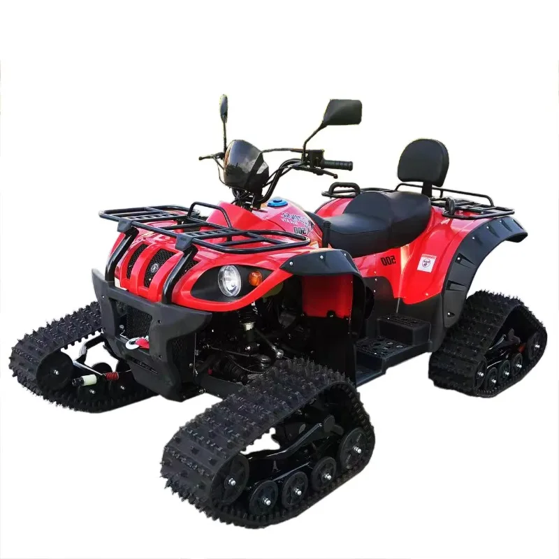 200cc 4X4 Gas ATV Snowmobile Shaft Drive Differential Lock Front Rear 4 Track System Automatic 2 Seater Utility Cargo Rack
