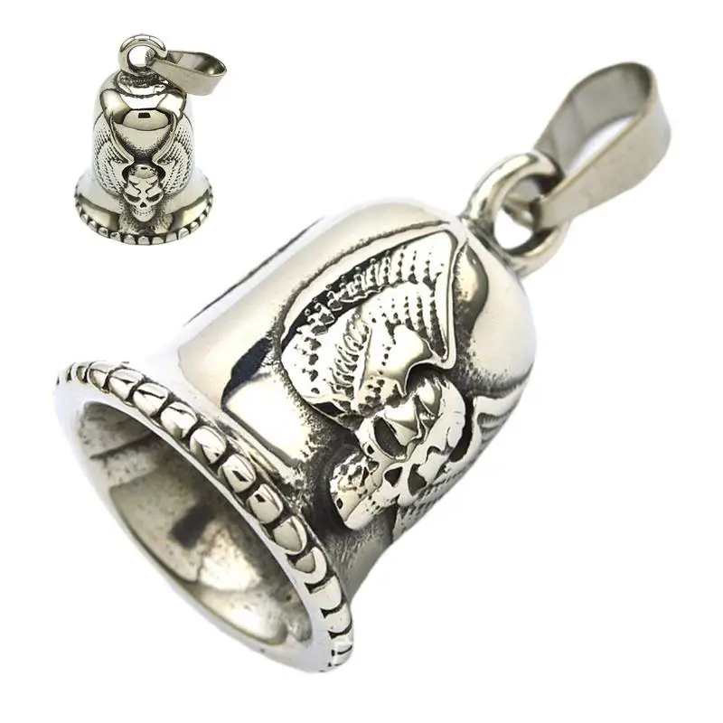 Punk Style Angel Wings Love Bell Pendant Motorcycle Motorcycle Riding Amulet Pendant Rock Party Good Luck Riding Bell Biker Bell